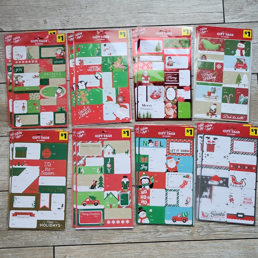 Lot Of 16 Packs Holiday Style Christmas Gift Tags 456 Total Stickers NEW